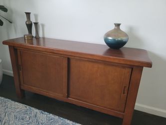 Crate & Barrell Solid Wood Sideboard Credenza with Sliding Doors