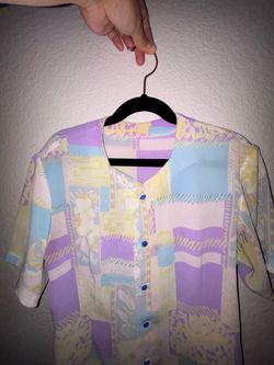 vintage short-sleeve button-up blouse