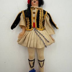 Vintage Greek Hand Crafted Men Doll In A Authentic Dress