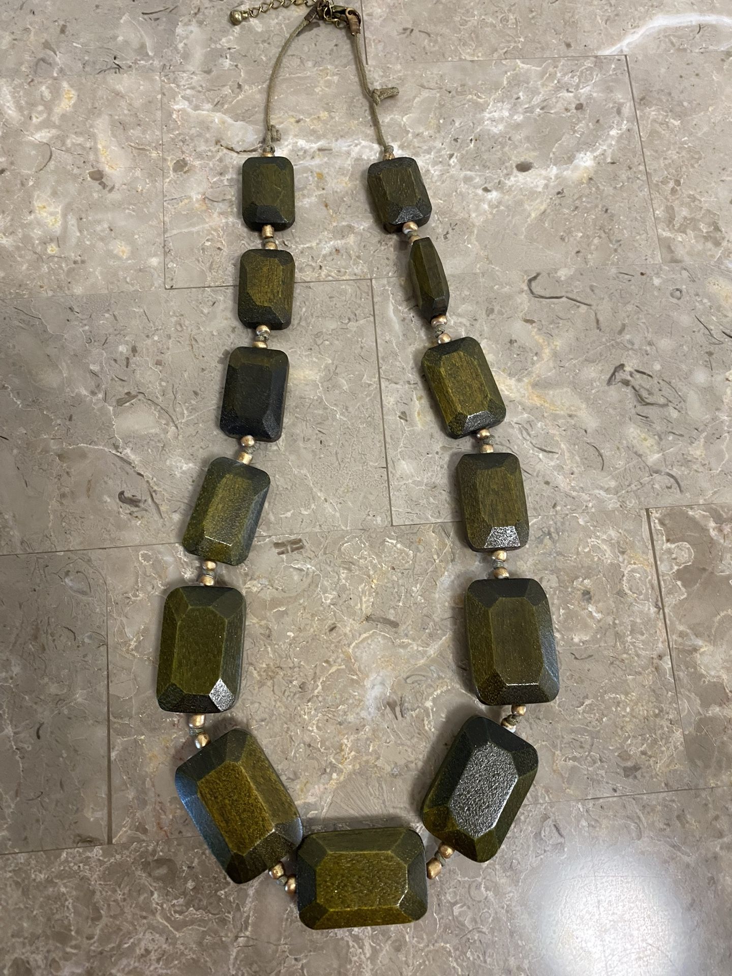 Chunky Wood Carved Necklace $8