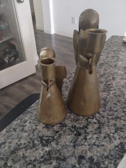 Vintage Brass Angel Candle Holders - Solid Brass and Copper Angel Candle Holders