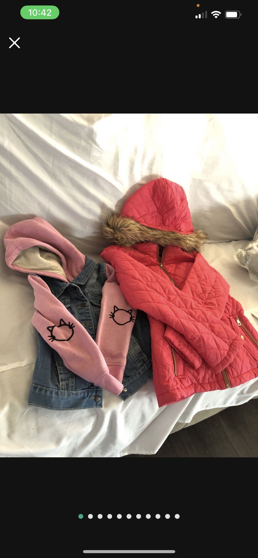 2 girls jackets blue and pink color size 6 and hot pink size L maybe 10-14 years old $20 each