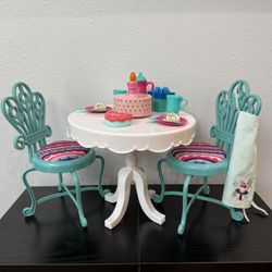 Doll Kitchen Table, & Chairs Set - For American Girl & Our Generation Dolls