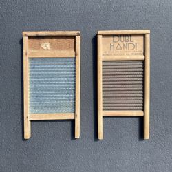 2 Vintage Antique Wash Boards Larson Ladder And Dubl Handi