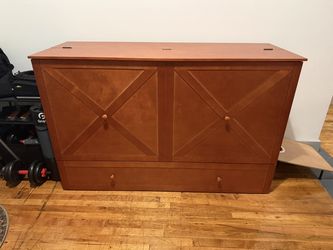 Queen Murphy Bed with Trifold Foam Mattress – USB Station, Storage Drawers, Durable Cabinet