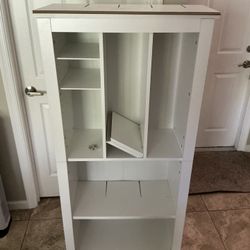 White Tall Shoe Rack Shelving Storage Oragnizer Open Cubes Adjustable Shelves