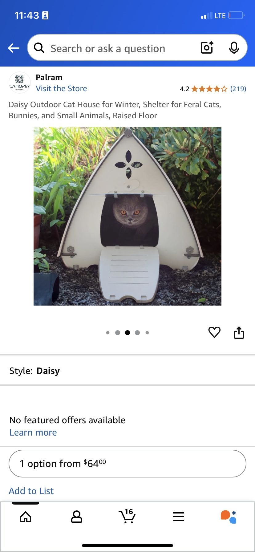 Daisy Outdoor Cat House for Winter, Shelter for Feral Cats, Bunnies, and Small Animals, Raised Floor SECURE ACCESS: Front door with manual lock and r
