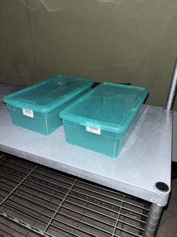 Container Store Plastic Teal Storage Boxes
