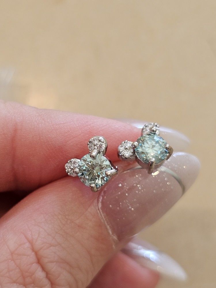 Sterling Silver 925 Disney Mickey Mouse Moissanite 