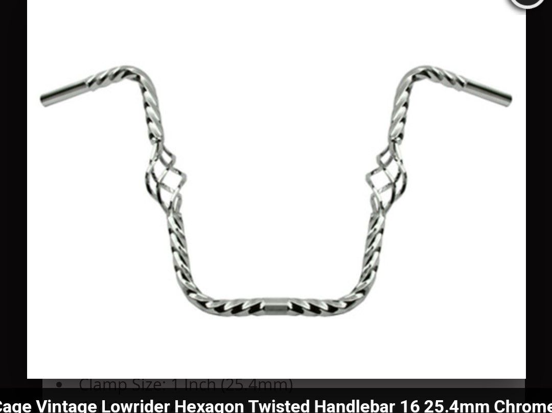New Chrome Birdcage Twisted Dyno Style Lowrider Bicycle Handlebars 16-inch
