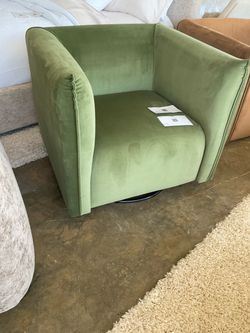 New Green Velvet Swivel Armchair.