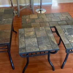 Slate Coffee Table. 2 End Tables, Sofa Table Set 