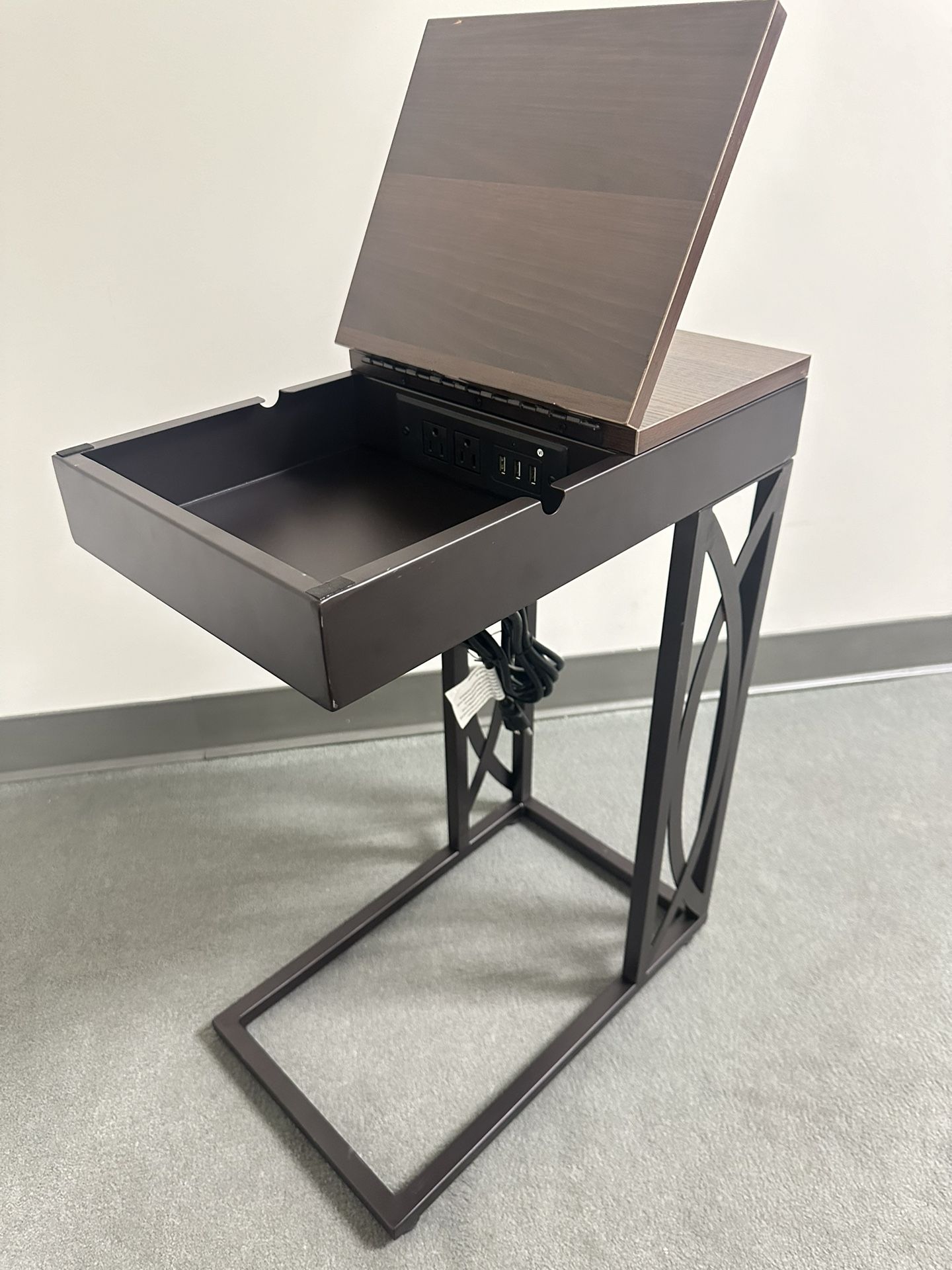 Side Table/ C Table with Charging , Device Stand, and Storage Functions