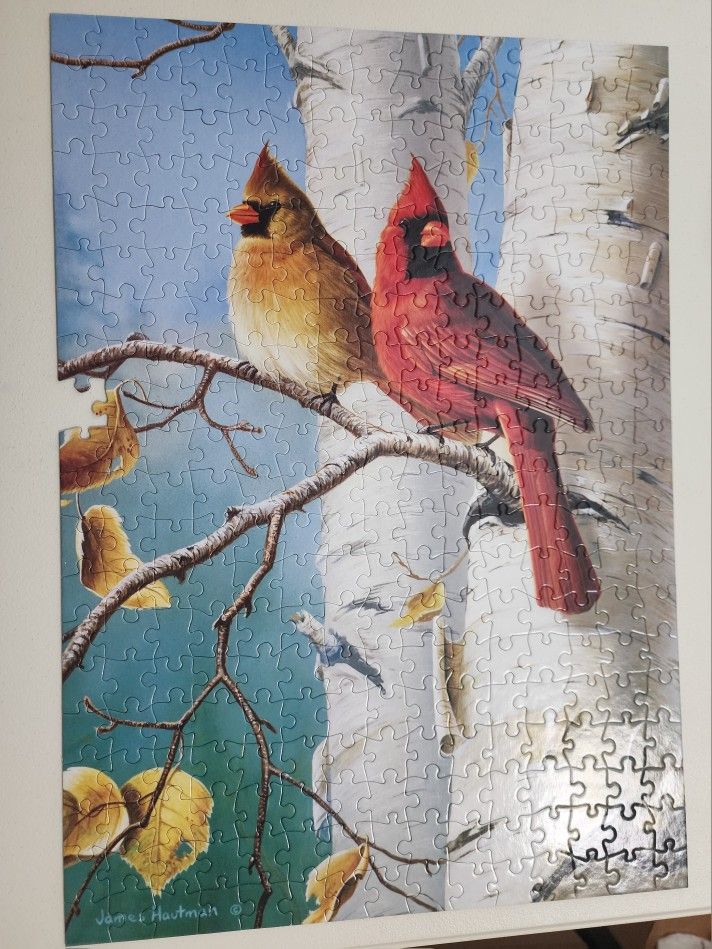 BUFFALO GAMES 300 Piece (1 Loss) PUZZLE Cardinals & Birch. Birds Nature Fall