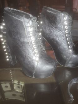 Spiked Leather Heels sz8