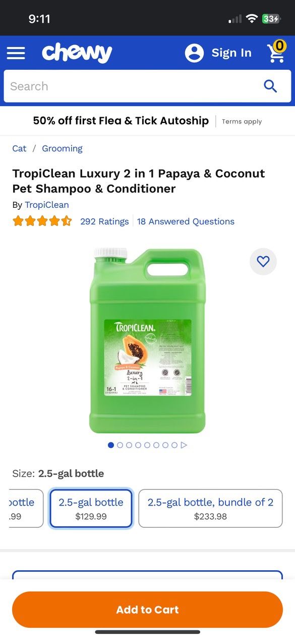 Tropiclean Dog Shampoo 