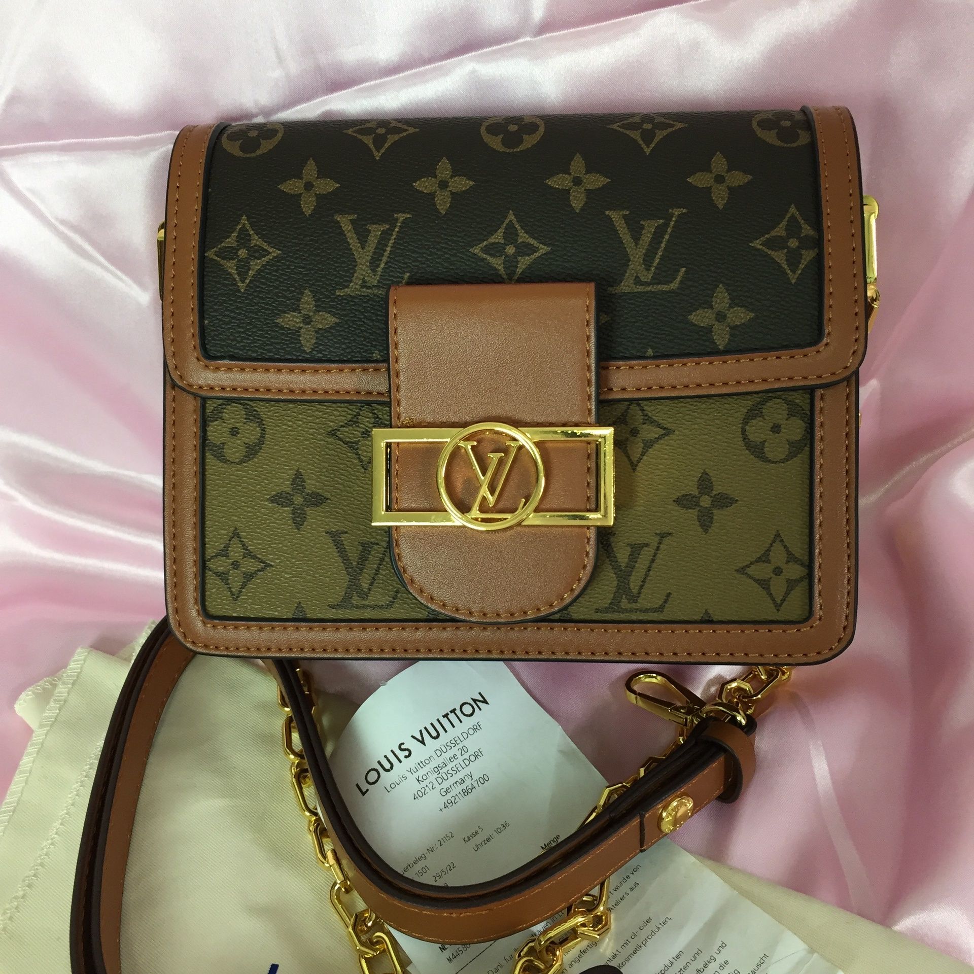 LV / Louis Vuitton bag old flower color blocking bag tote bag ladies