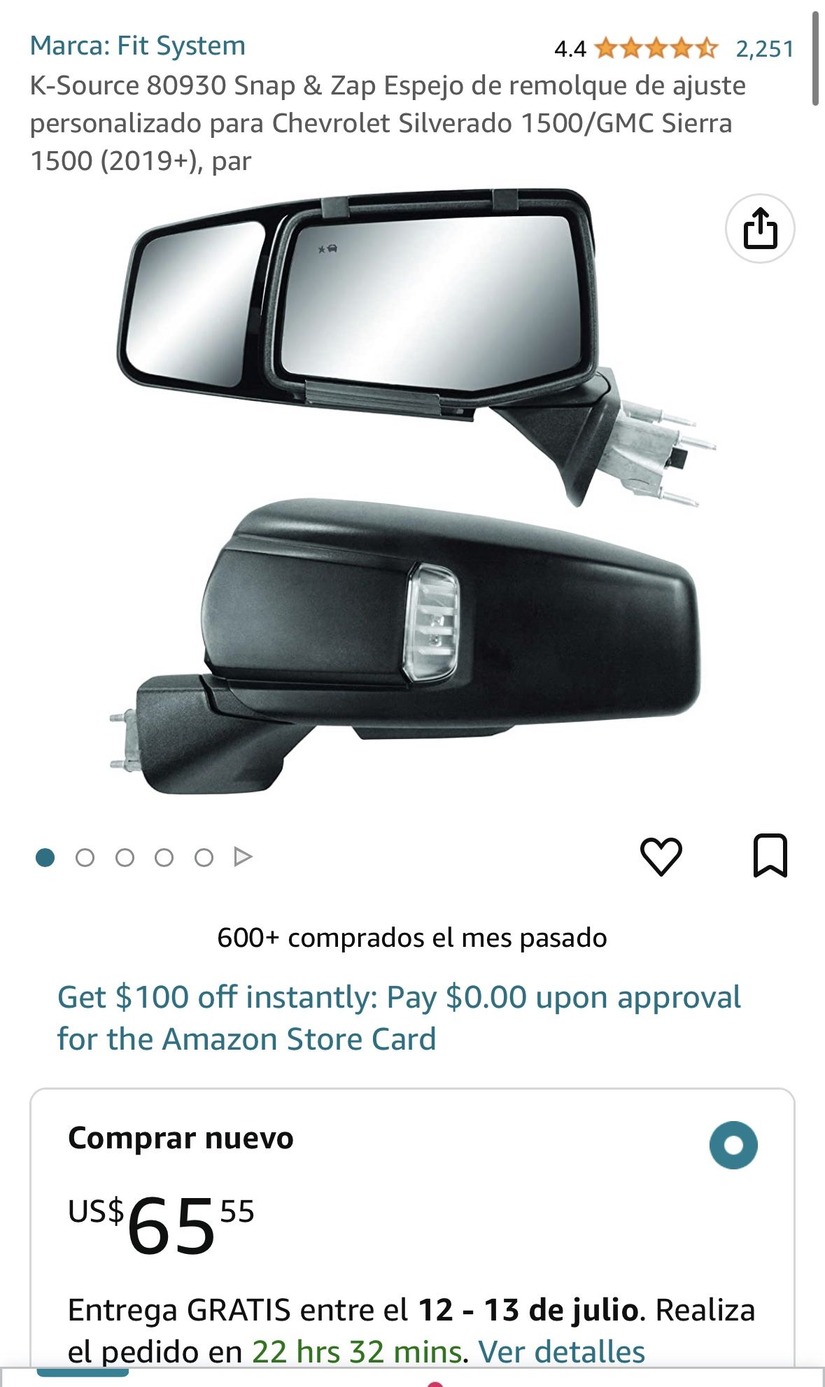 Custom Fit Towing Mirror for Chevrolet Silverado 1500/GMC Sierra 1500 (2019+), Pair