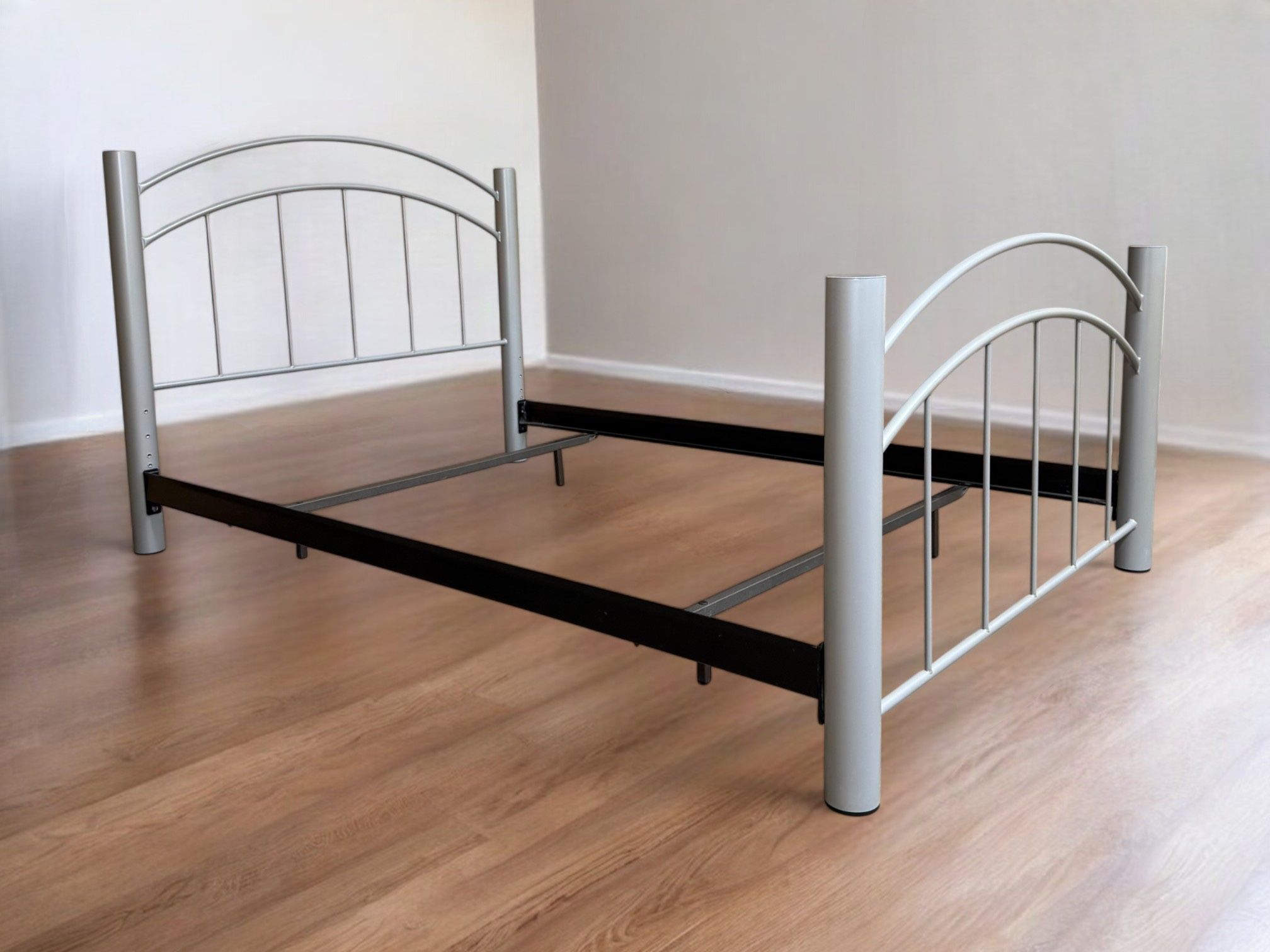 Amisco Silver & Black Industrial Arched Spindle Full Size Bed Frame