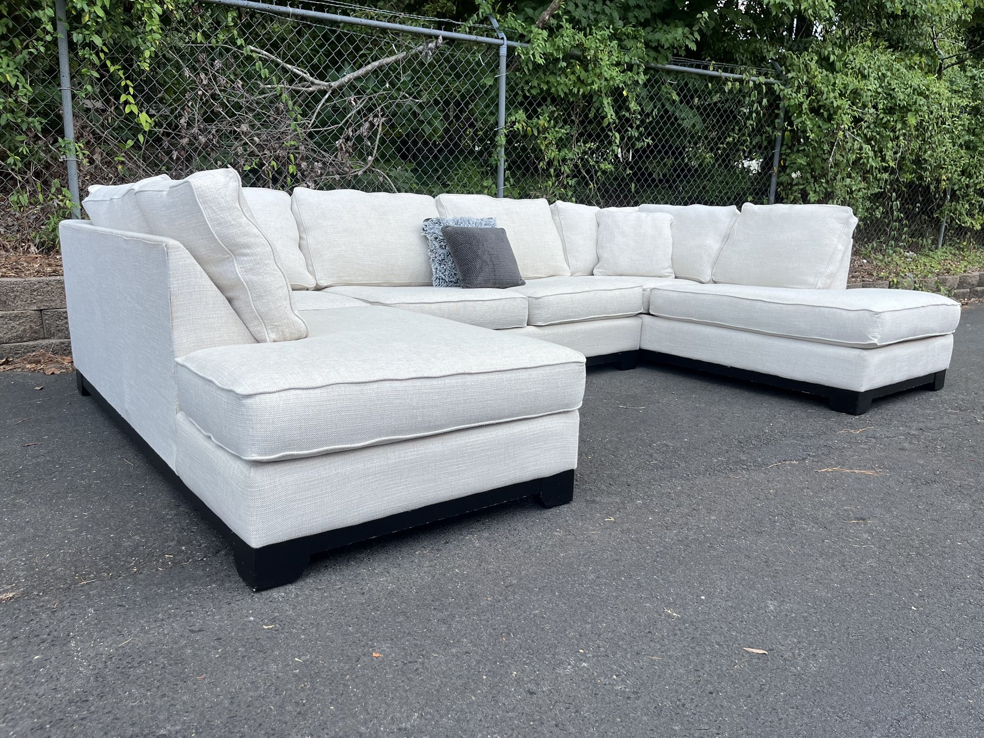 Pearl White 3Pcs DualChaise Sectional