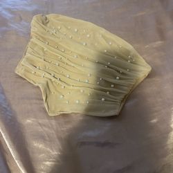 Yellow Pearl Embellished Crop Top 