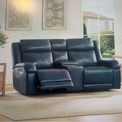 Leather love seat recliner