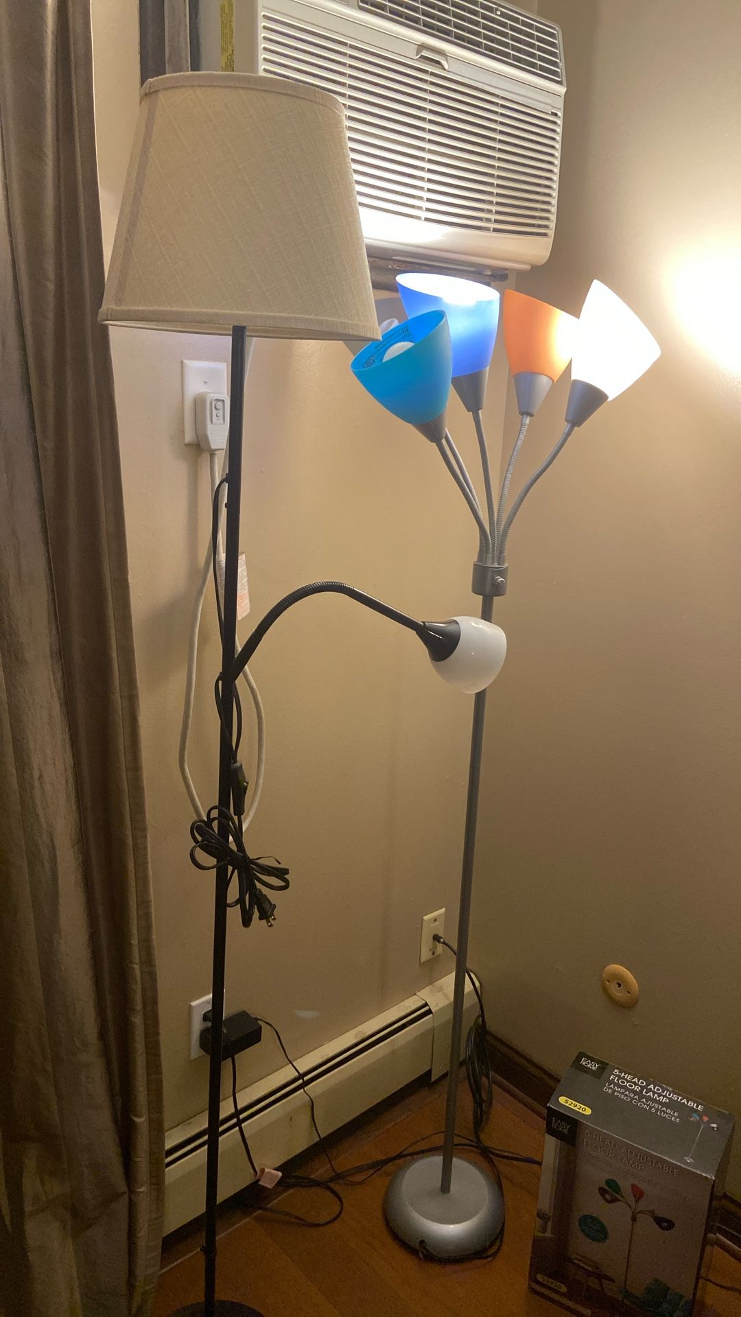Adjustable 5  Head Floor Lamp + One More Lamp
