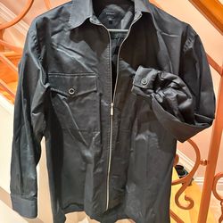 Black Shirt Jacket Mens L Zip Minimal
