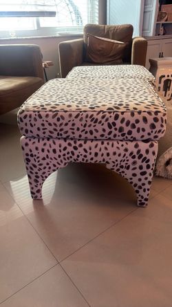 Upholstered Ottoman with Dalmatian Print
