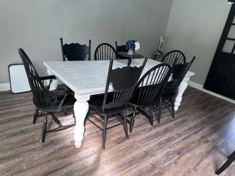 Farmhouse dining table and 8 chairs