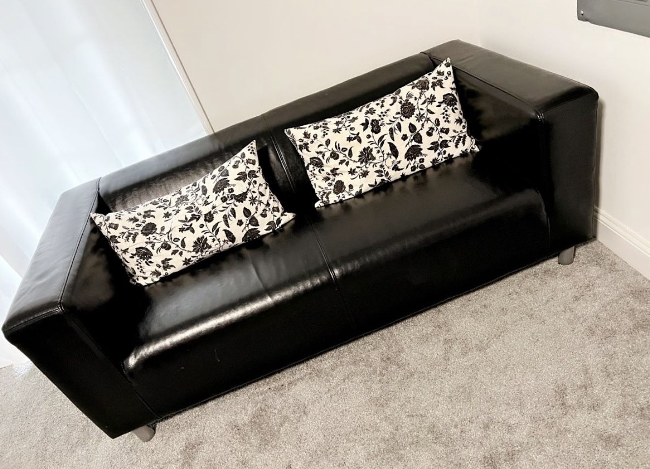 Black Leather Love Seat