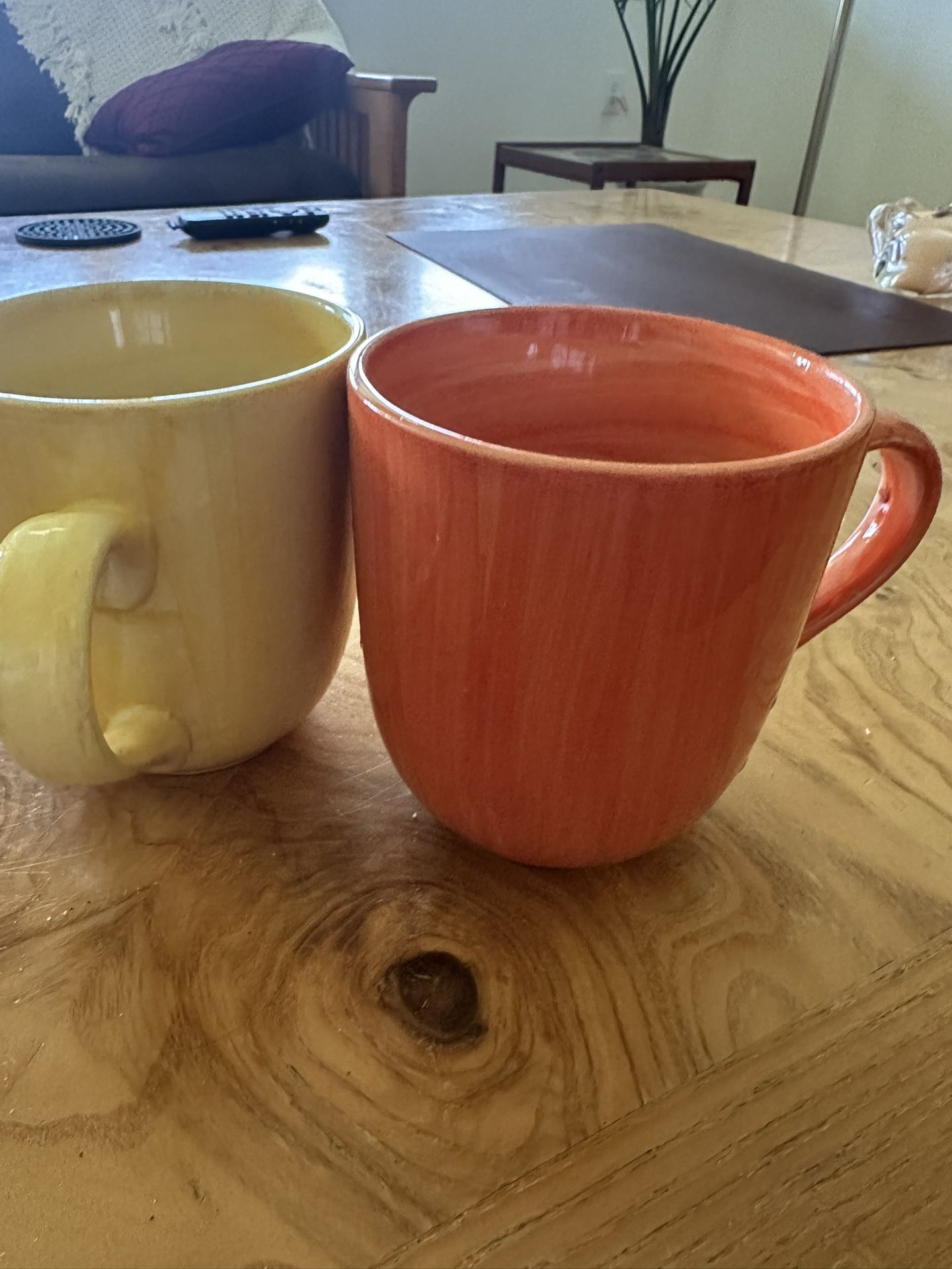 Colorful tropical plates orange, lime green, lemon yellow