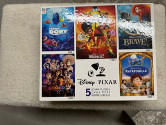 Disney Pixar, 5 Puzzles, Coco, Incredibles, Ratatouille