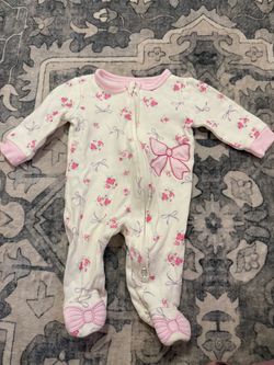 Baby Girl Floral Bow Zip-Up Footed Sleeper
