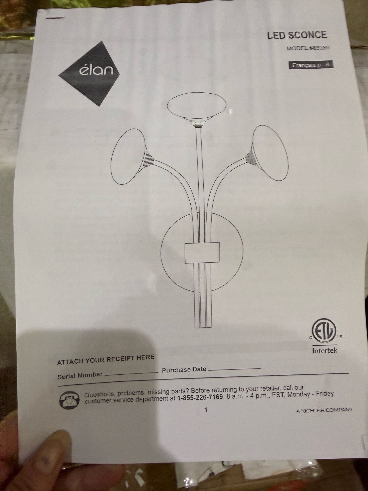 Elan wall mount led light