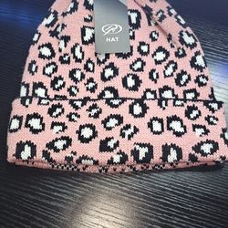 Pink Printed Beanie Hat