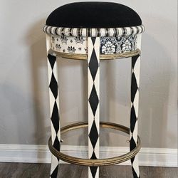 MACKENZIE CHILDS INSPIRED PAINTED BAR/ COUNTER STOOL