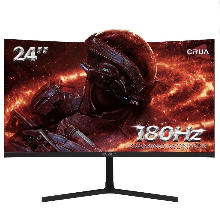 CRUA 24" 165Hz/180Hz Curved Gaming Monitor,FHD 1080P Computer Monitor,FreeSync,120% SRGB,Low Motion Blur-Black