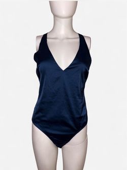 For love & lemons Navy blue satin bodysuit