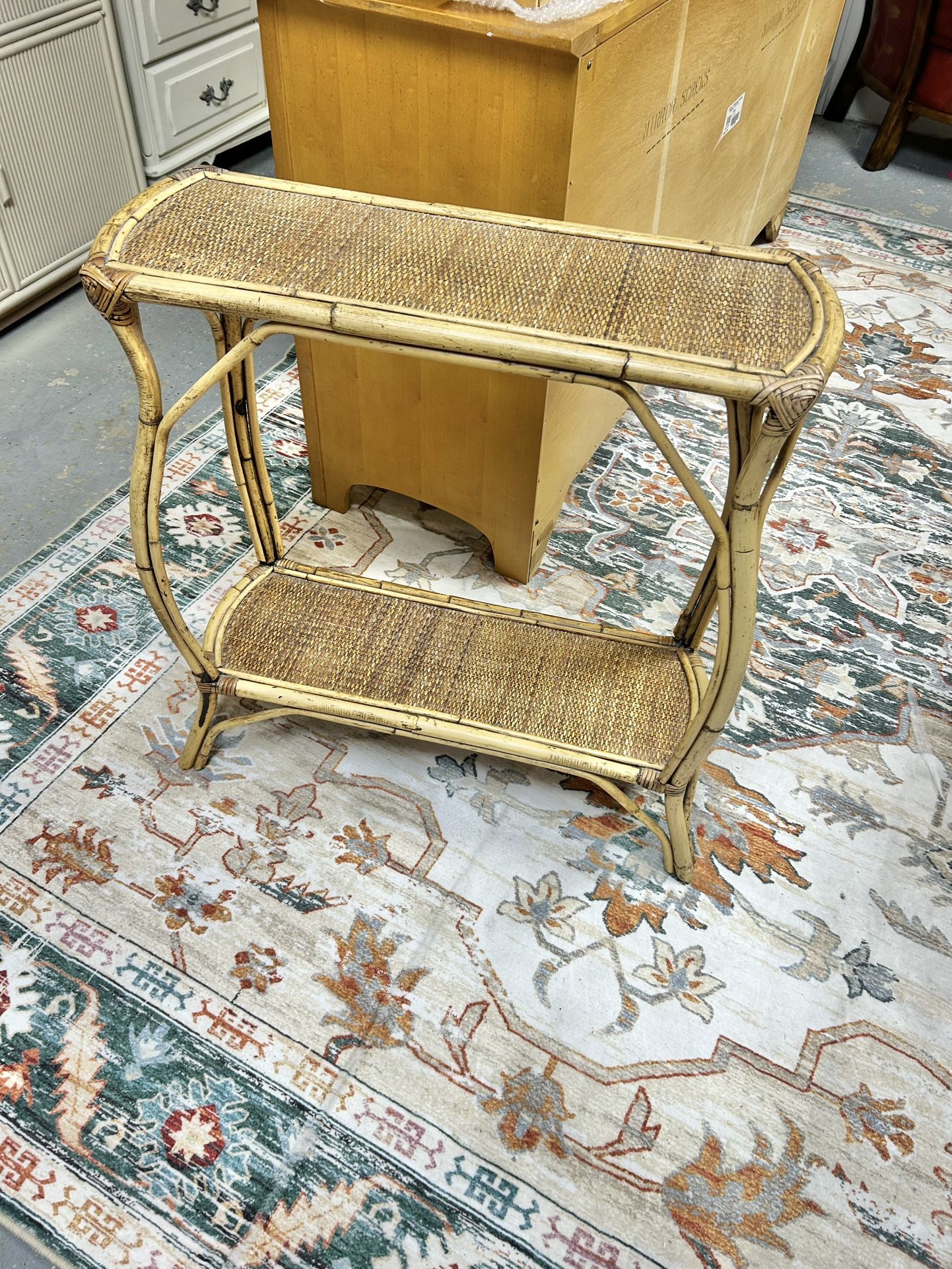 Vintage Rattan Foyer Table