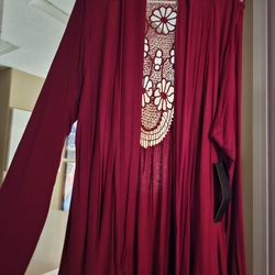 New womans size 3x burgundy cardigan (95%Rayon 5% spandex)
