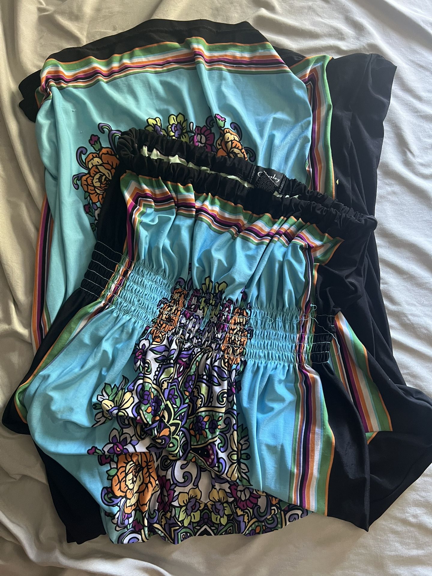 Strapless Chesley Floral Blue And Black Dress 