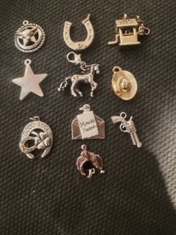 Large Vintage Texas Cowboy Theme Charms Pendants 