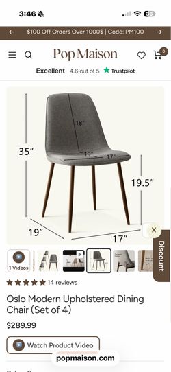 4 - Four Grey Upholstered Dining Chairs