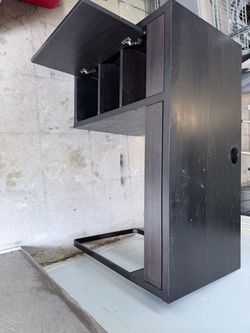 Dark Brown Wood Desk with Flip-Top Storage