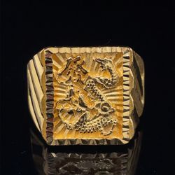 24KT Yellow Gold Dragon Ring 18.56g Size 9 1/2 I-1008