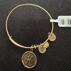 Alex and Ani Initial K Charm Bangle: Rafaelian Silver Finish Stackable New Gift