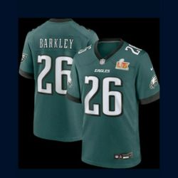 New! Philadelphia Eagles #26 Barkley Midnight Green Super Bowl LIX Game Jersey XXL