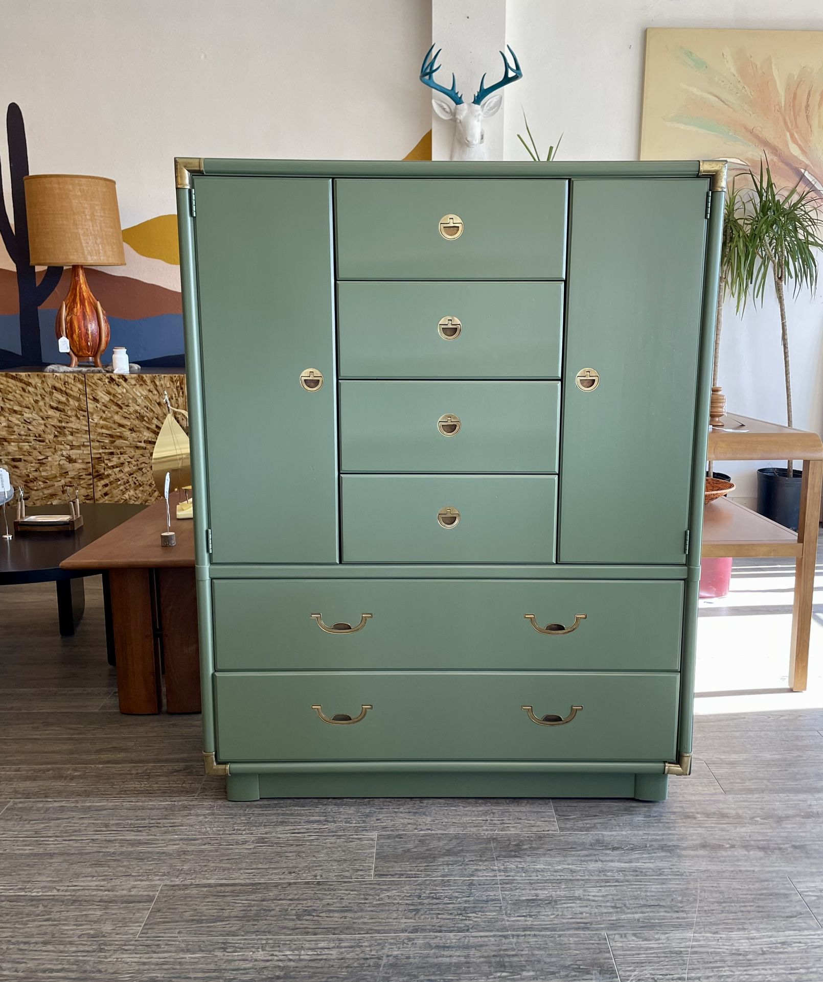 Vintage Sage Armoire 