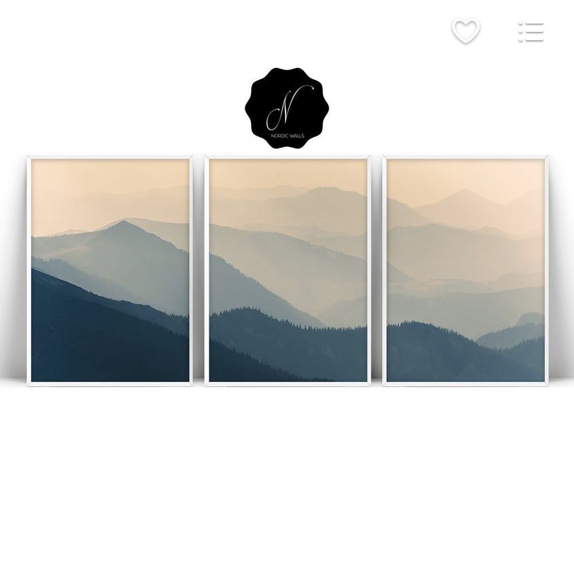 Three piece mountain prints